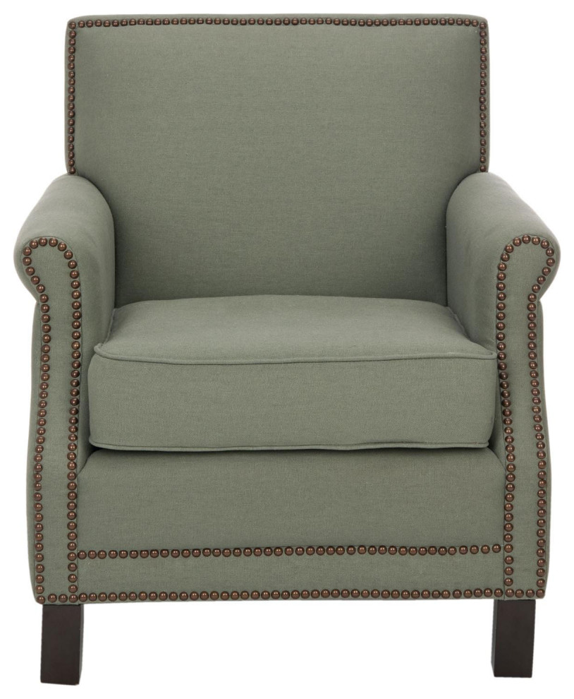 Jennifer Club Chair Brass Nail Heads Sea Mist   Transitional   Armchairs And Accent Chairs   by Peachtree Fine Furniture  Houzz