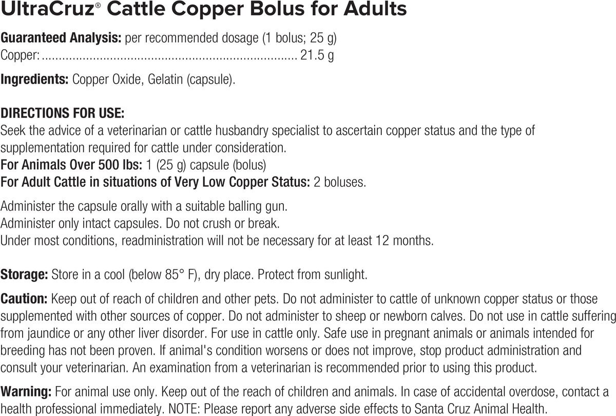 UltraCruz Copper Bolus Adult Cattle Supplement