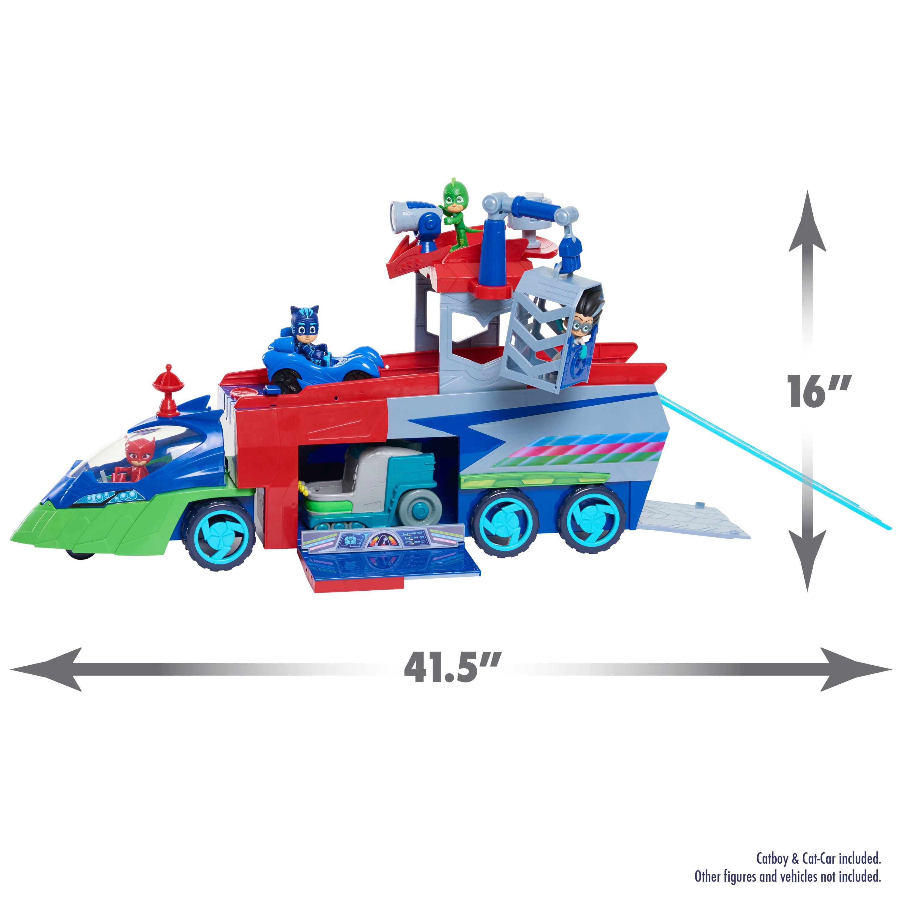 PJ Masks PJ Seeker Vehicle Playset with Lights and Sounds， Includes Catboy and Cat-Car， Stores Up to 4 Vehicles，  Kids Toys for Ages 3 Up， Gifts and Presents