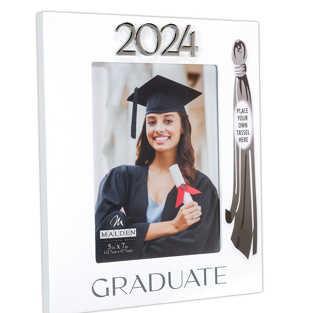 Malden  2024 Graduate White Picture Frame Holds Tassel and 5