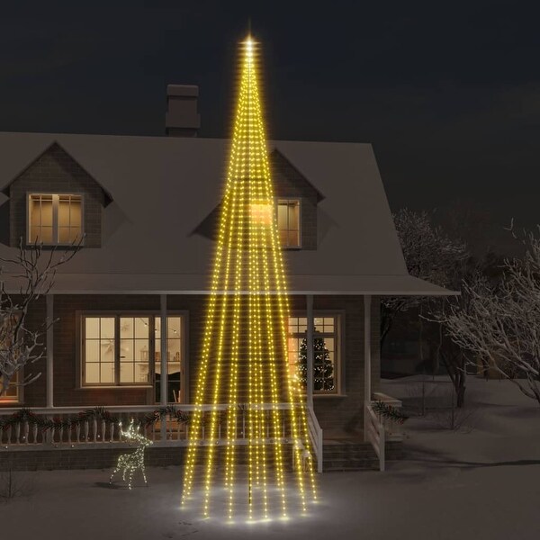 vidaXL Christmas Tree on Flagpole Warm White 500/732/1134/1400/3000 LEDs 10/16/26 ft