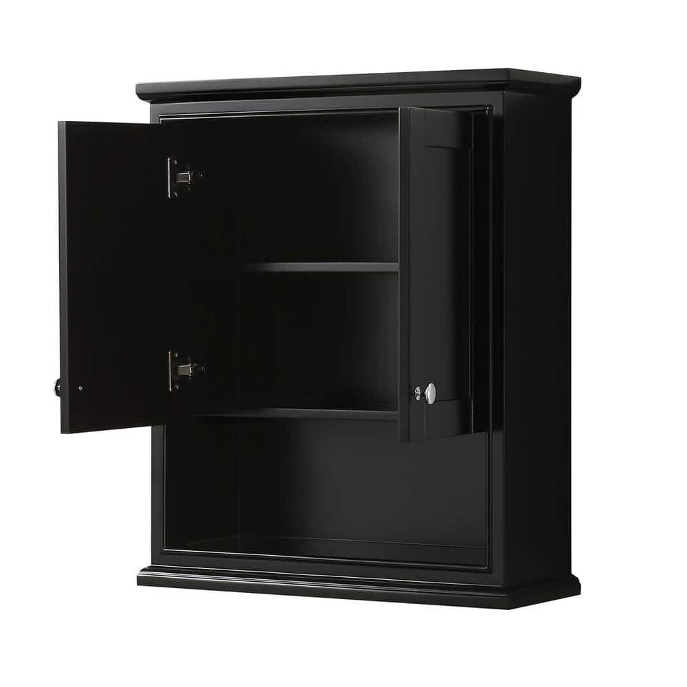 Wyndham Collection Deborah 25 in W x 30 in H x 9 in D Bathroom Storage Wall Cabinet in Dark Espresso