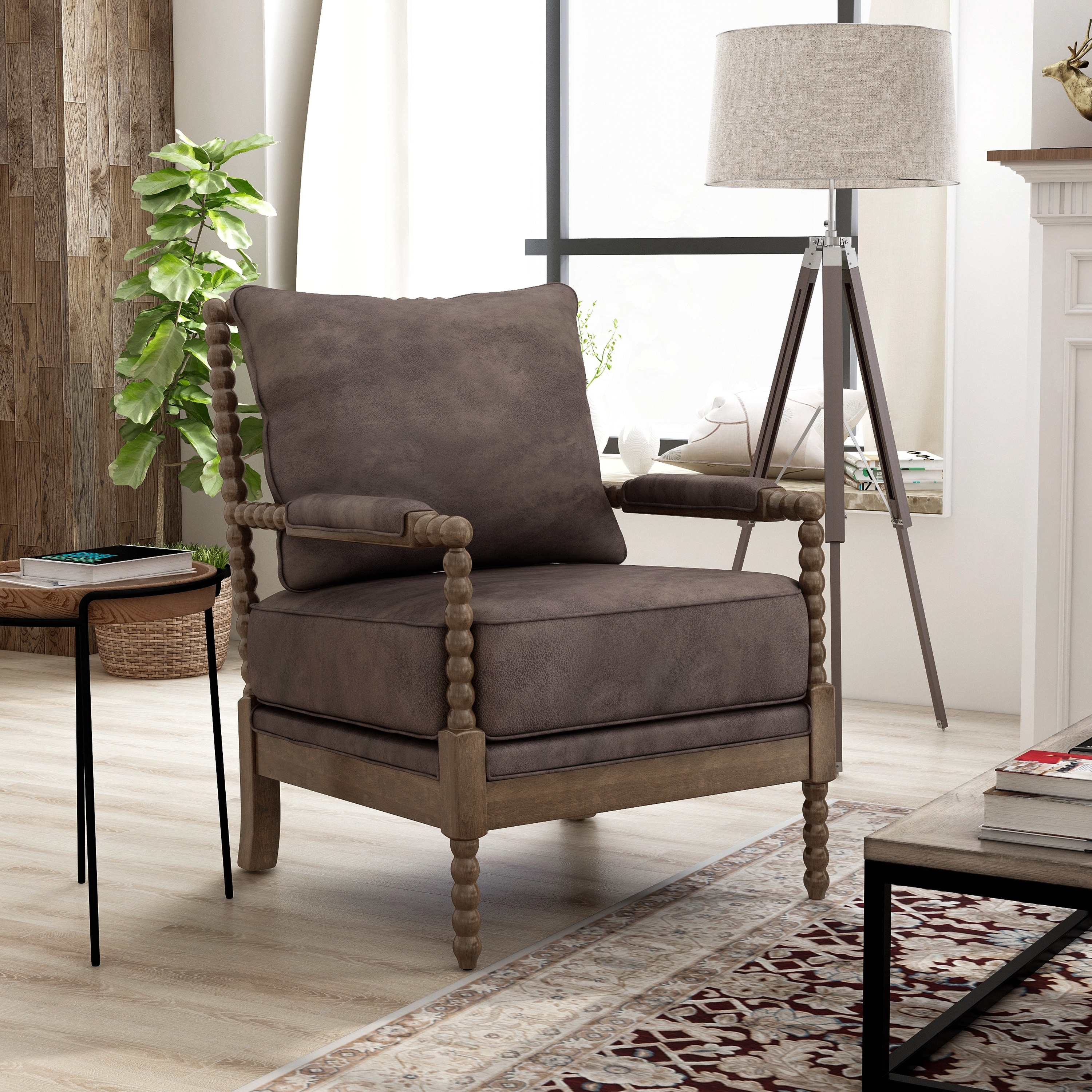 The Curated Nomad Union Rustic Boho Faux Leather Arm Chair