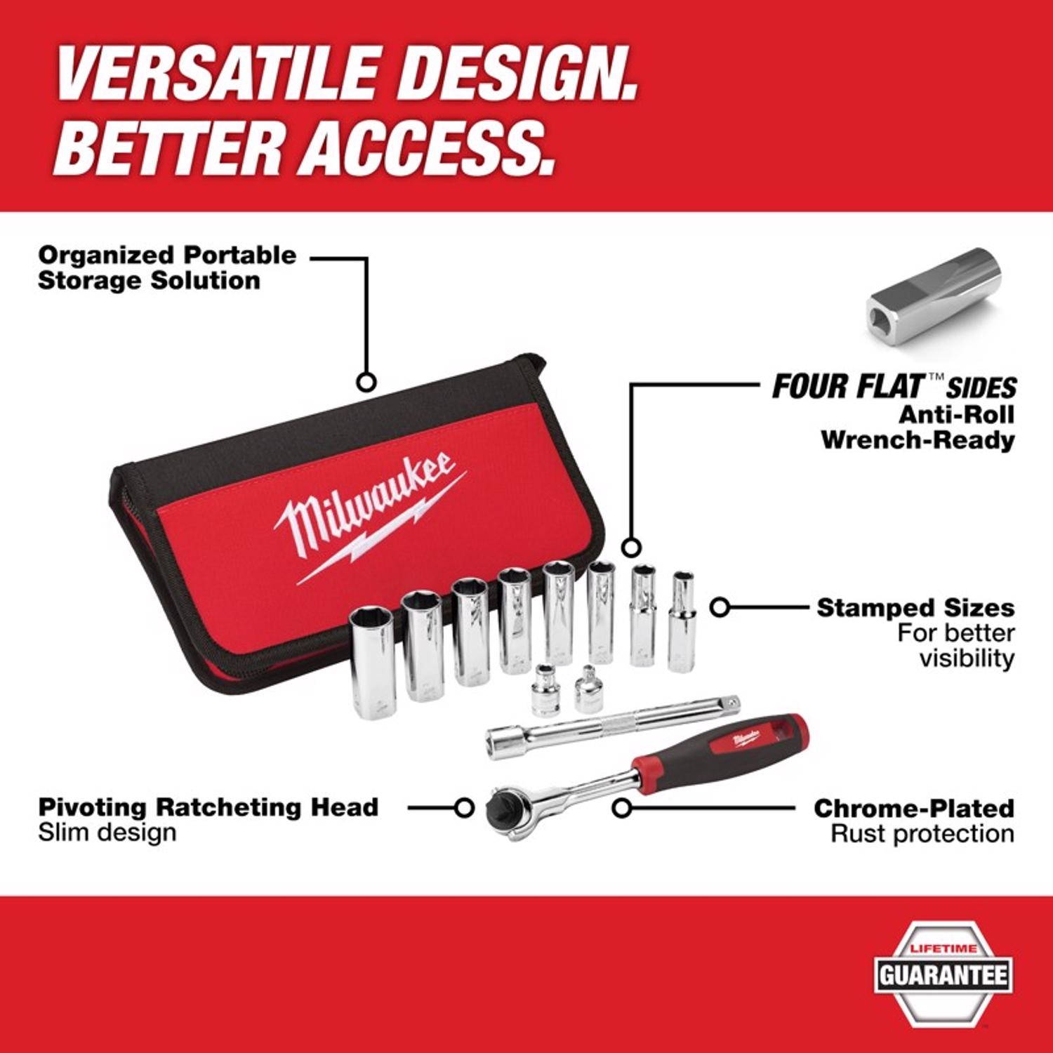 MW 3/8 in. drive SAE Pivoting Ratchet and Socket Set