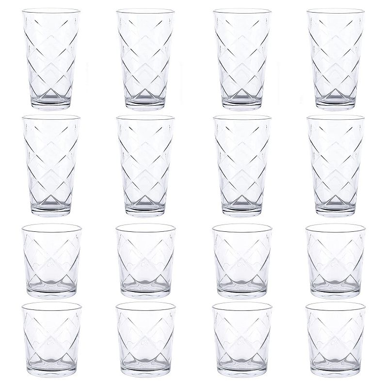 Gibson Everyday 16 Piece Lattice Glassware Drinkware Set