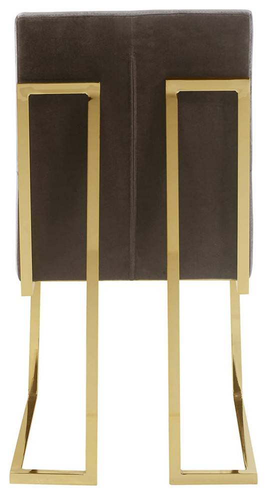 Set of 2 Armless Dining Chair  Geometric Metal Frame With Velvet Seat  Taupe   Contemporary   Dining Chairs   by Declusia  Houzz