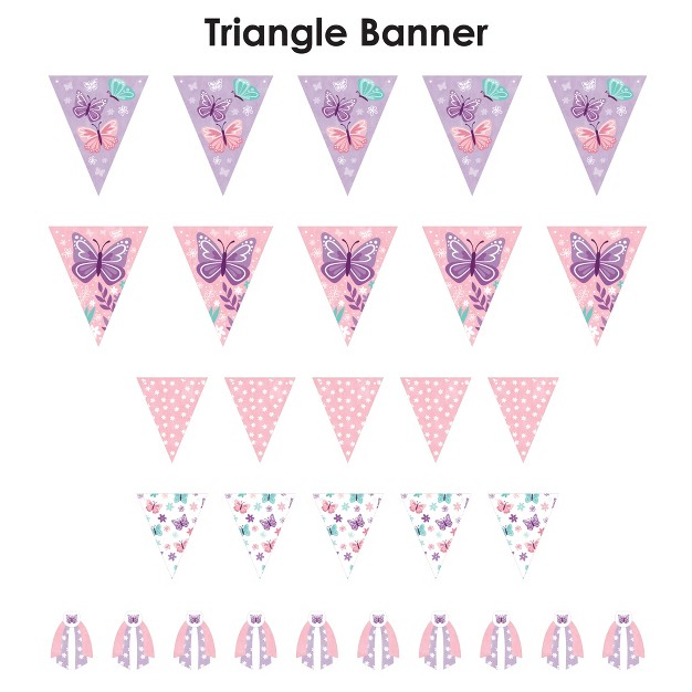 Big Dot Of Happiness Beautiful Butterfly Diy Floral Baby Shower Or Birthday Party Pennant Garland Decoration Triangle Banner 30 Pieces