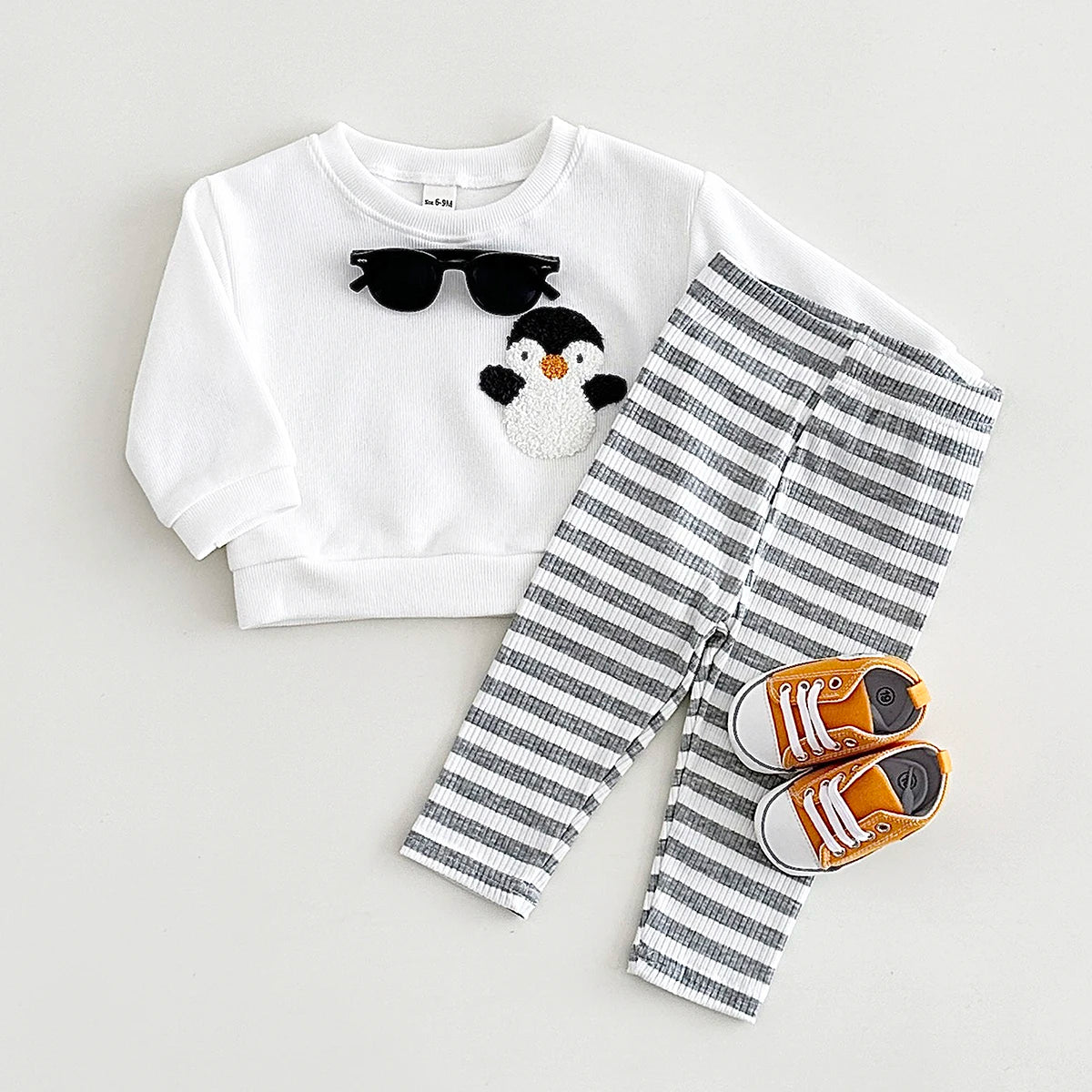 New Baby Clothing Set Cartoon Penguin Embroidery Top+Pants Warm Clothes Spring Autumn Newborns Baby Boys Girls Infant 2Pcs