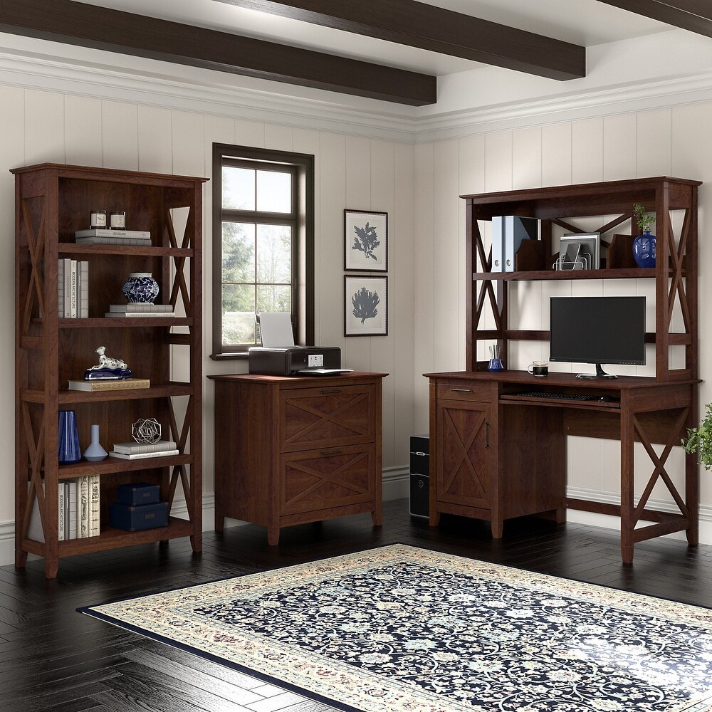 Key West Small Computer Desk with Hutch and Storage by Bush Furniture