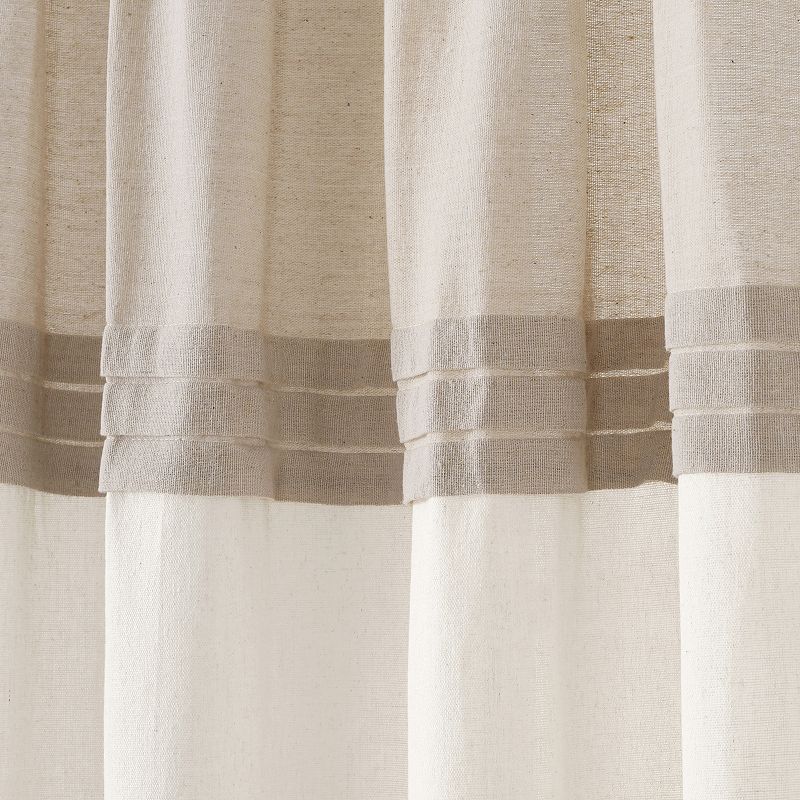 Lush Decor Farmhouse Faux Linen Pair of 2 Colorblock Pleated Window Curtain Panels