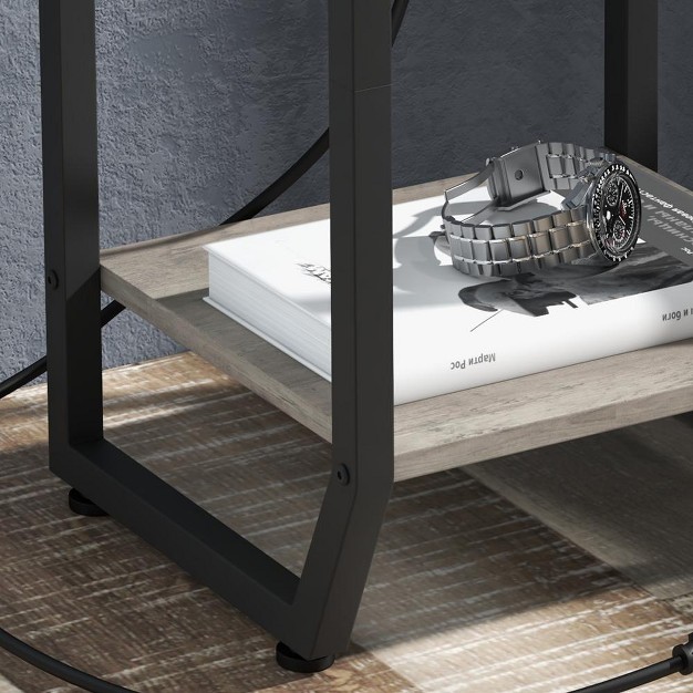 Trinity Side Table With Charging Station Vintage End Table With Usb Charging Ports And Outlets