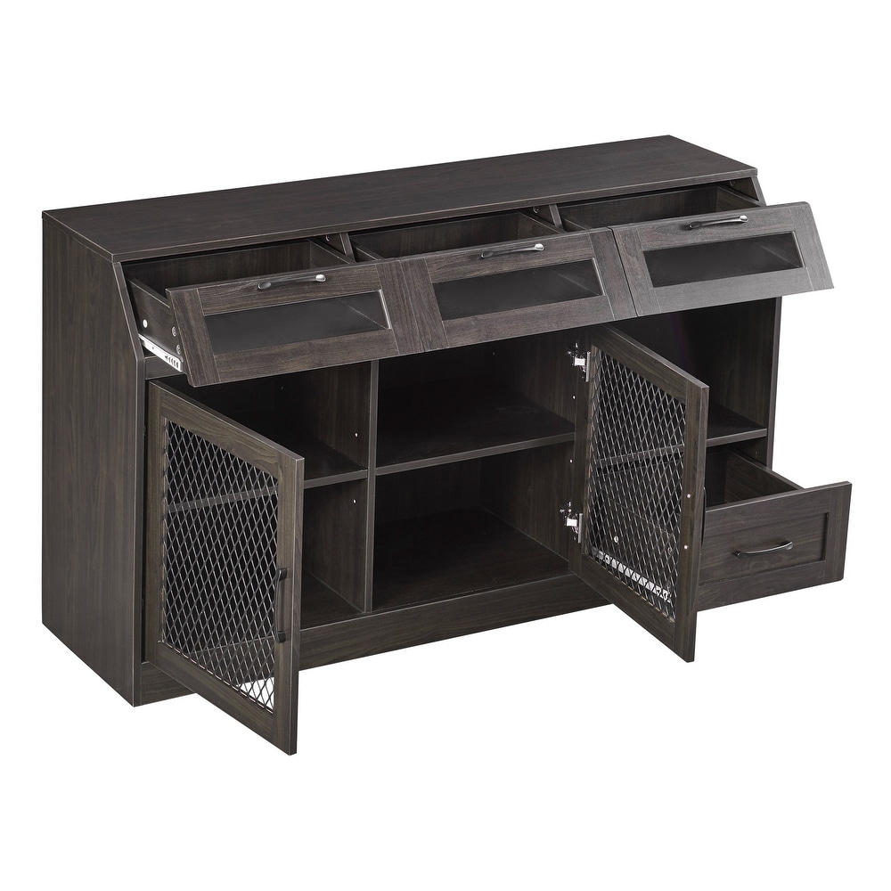 Nestfair Sideboard Multifunctional Buffet Cabinet with 4 Drawers and Adjustable Shelves