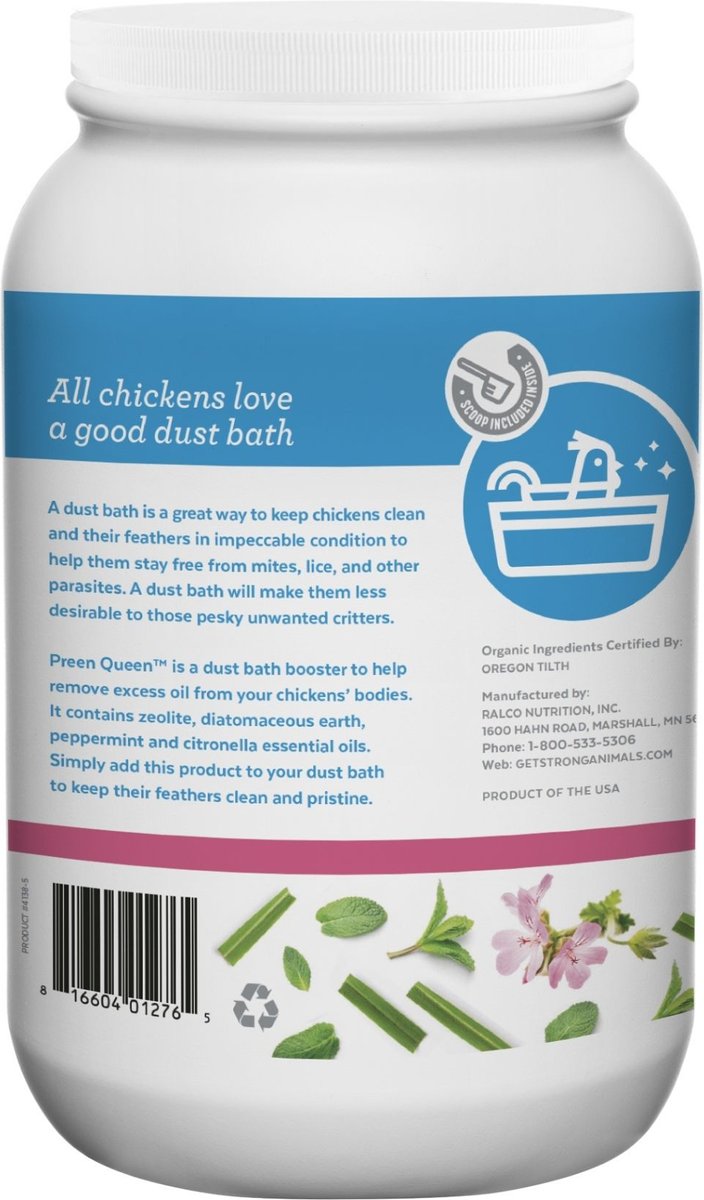 Strong Animals Preen Queen Poultry Bath Additive， 5-lb jar