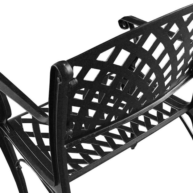 Modern Outdoor Mesh Cast Aluminum Patio Dining Chair Black Oakland Living