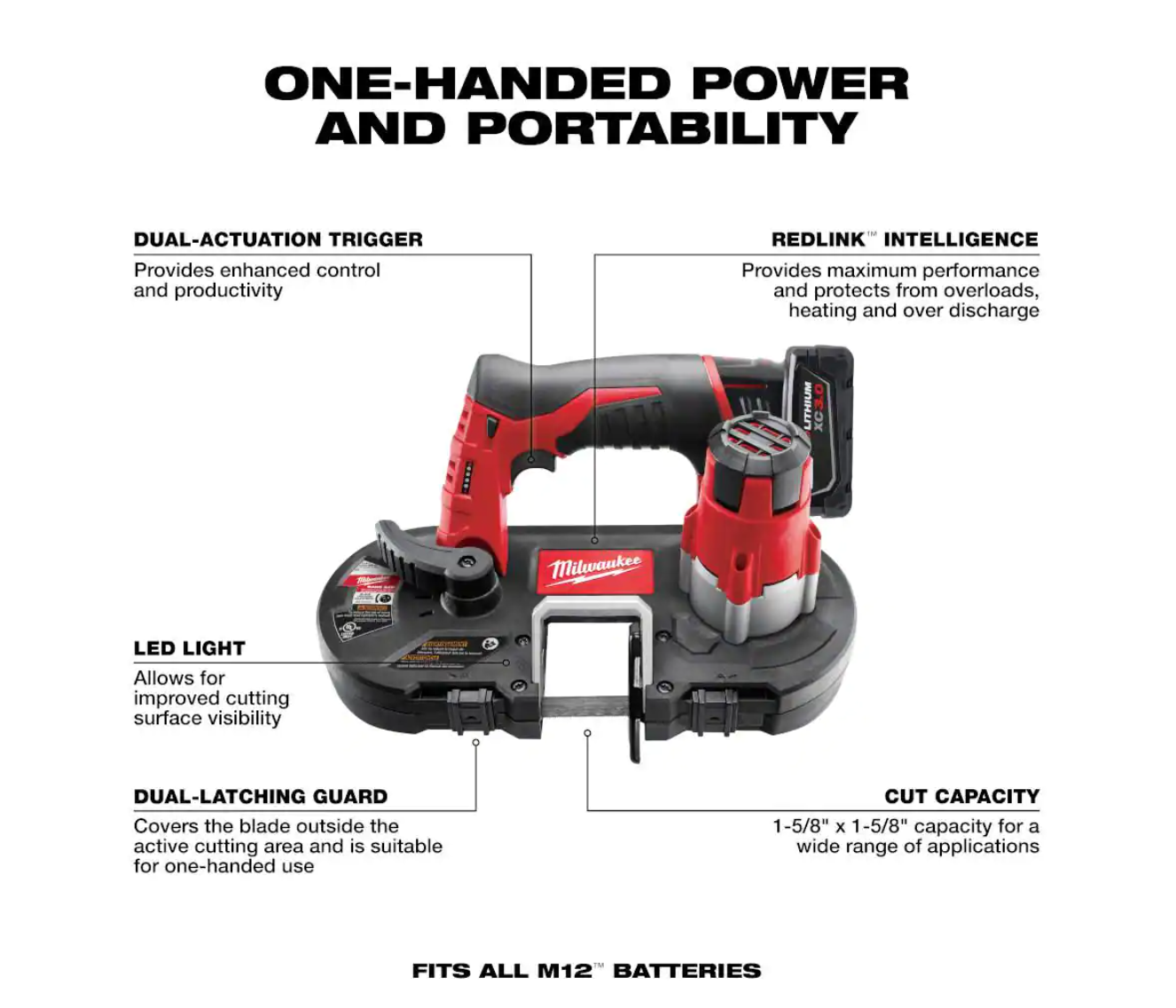 Milwaukee 2429-21XC-2420-20 M12 12-Volt Lithium-Ion Cordless Sub-Compact Band Saw XC Kit W/ M12 Hackzall