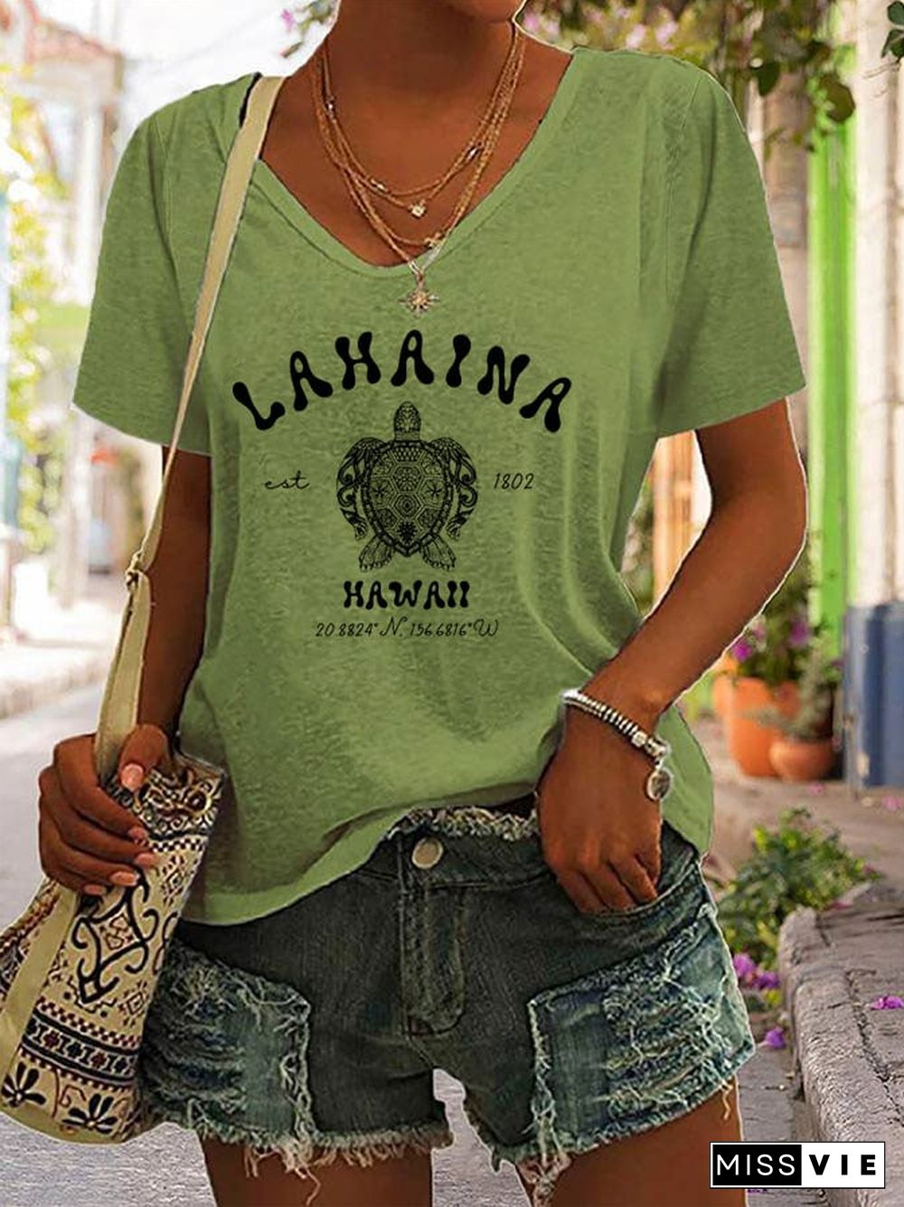 Women's Lahaina Strong Print Casual T-Shirt