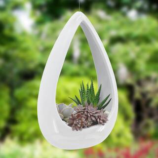 Arcadia Garden Products Cone 8-12 in. x 5-14 in. Gloss White Ceramic Hanging Planter AP05W