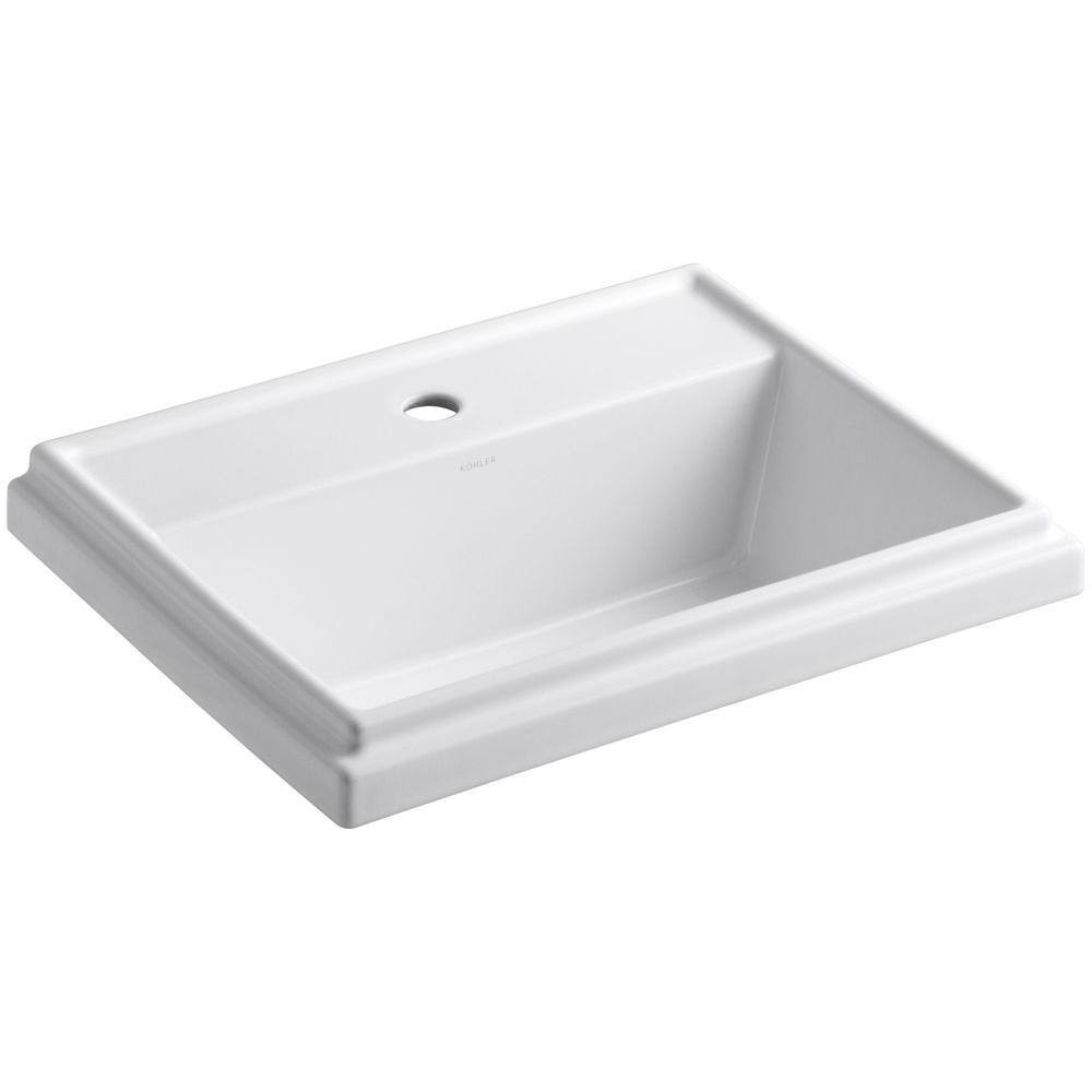 KOHLER Tresham Drop-In Vitreous China Bathroom Sink in White with Overflow Drain K-2991-1-0