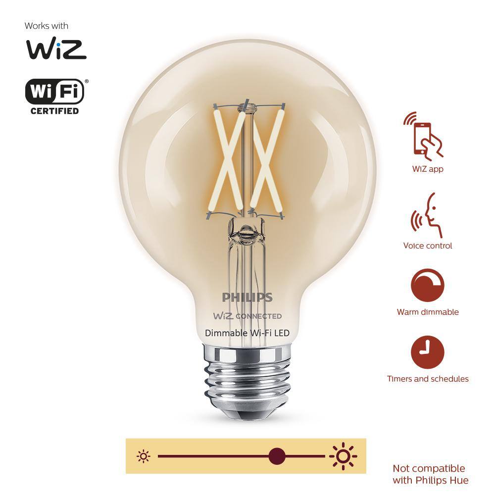 Philips Soft White G25 LED 40-Watt Equivalent Dimmable Smart Wi-Fi Wiz Connected Wireless Light Bulb (1-Pack) 555532