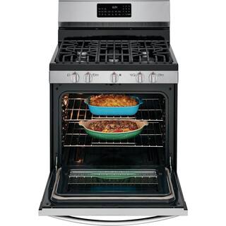 FRIGIDAIRE GALLERY 30 in. 5 Burner Freestanding Gas Range in Stainless Steel with Convection and Air Fry GCRG3060AF