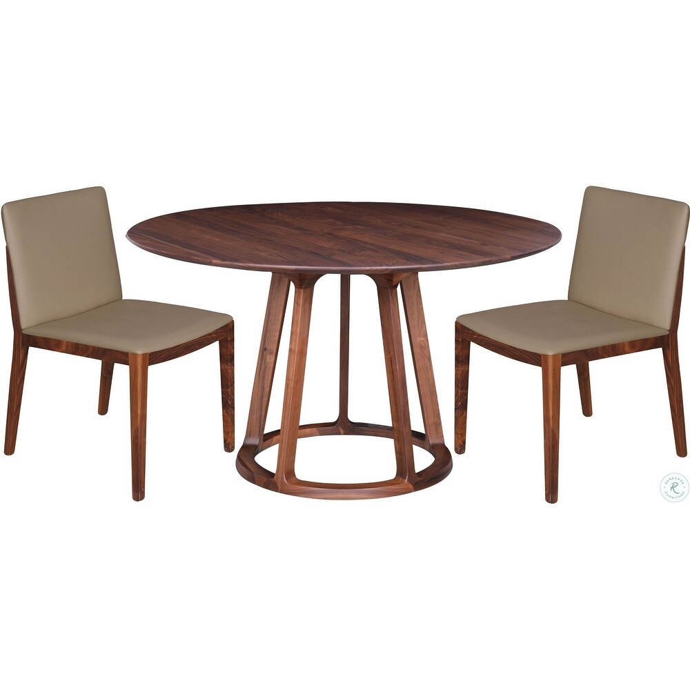 Aurelle Home Round Solid Walnut Mid Century Dining Table   47\