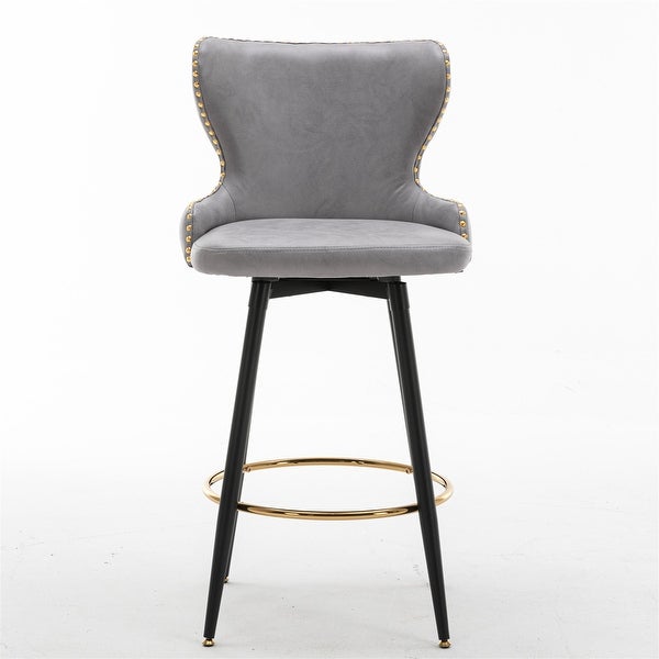 Modern Set of 2 Bar Chairs Bar Stools with Metal Legs