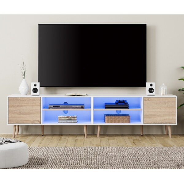 Mid Century Modern TV Stand for up to 85 inch 2 in 1 Media Console