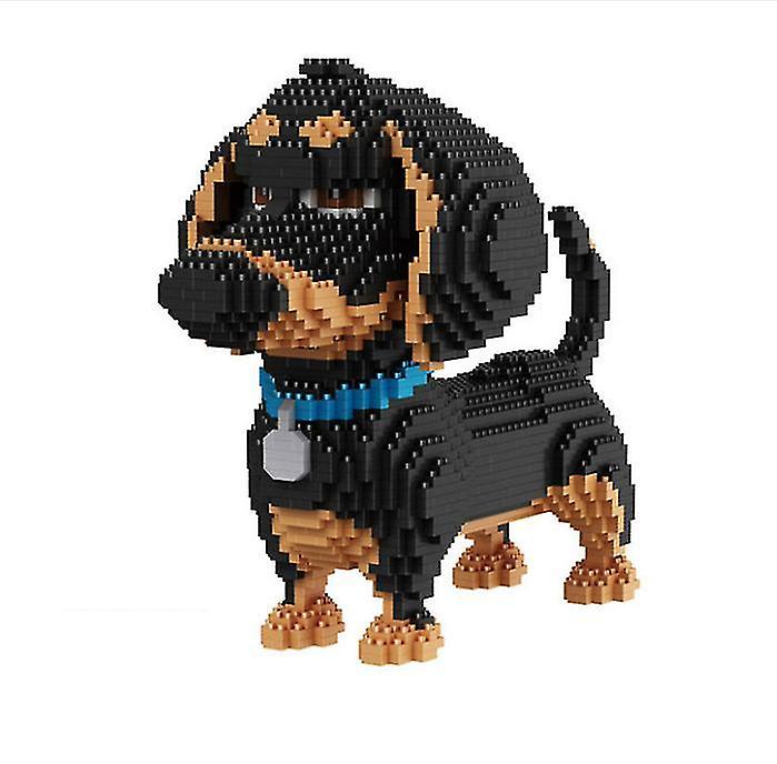 Cartoon Dog Mini Dachshund Model Block Building Brick Toys