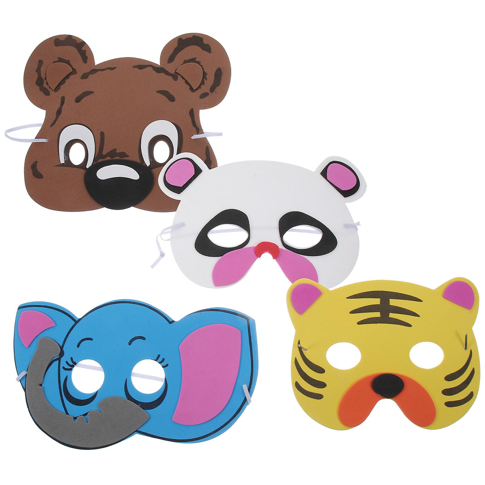 4pcs Animal Masks Animal Cosplay Face Mask Halloween Masks Dress-up Party Supplies