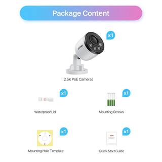 ZOSI ZG1804E 4MP Wired PoE Add-on IP Home Security Camera with Audio 100 ft. Night Vision Only Work with Same Brand NVR IPC-1804E-W-A2