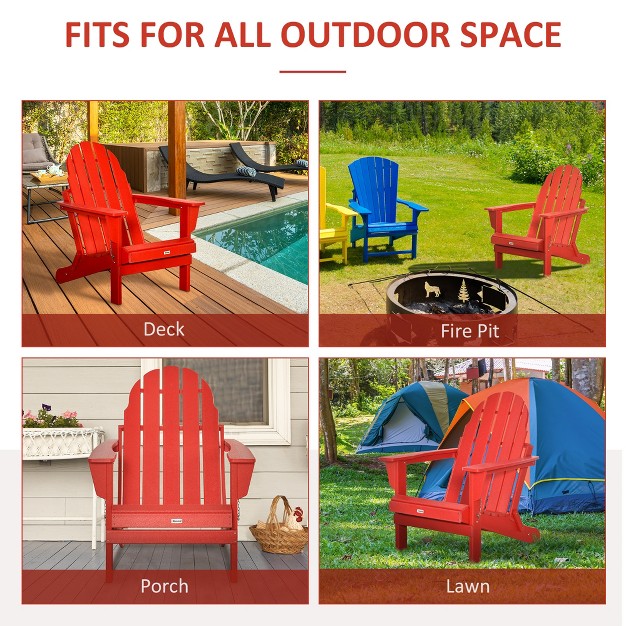 Outsunny Folding Adirondack Chair Outdoor Fire Pit Seating Hdpe Lounger Chair For Patio Deck And Lawn Furnitur