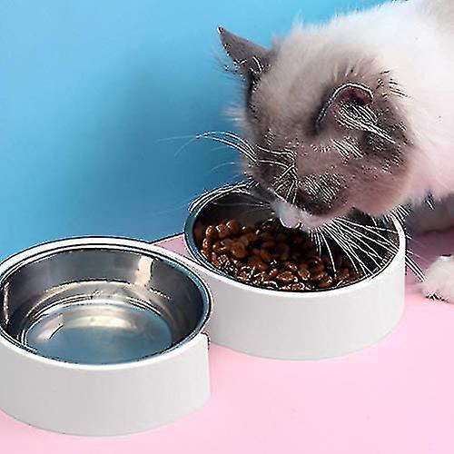 Cat Bowl， Stainless Steel Double Bowl Double Pet Cat Dog Bowl， Raised Cat Bowl For Cat Dog