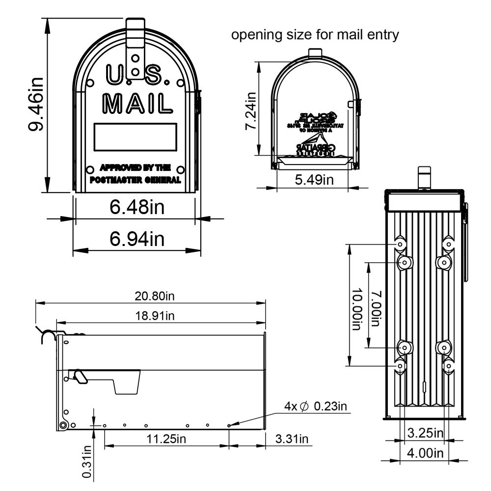 Gibraltar Mailboxes Admiral Medium， Aluminum， Post-Mount Mailbox， Textured White， ADM11W01