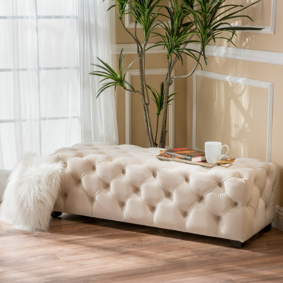 GDF Studio Provence TModern Glam Tufted Velvet Ottoman Bench   Transitional   Footstools And Ottomans   by GDFStudio  Houzz