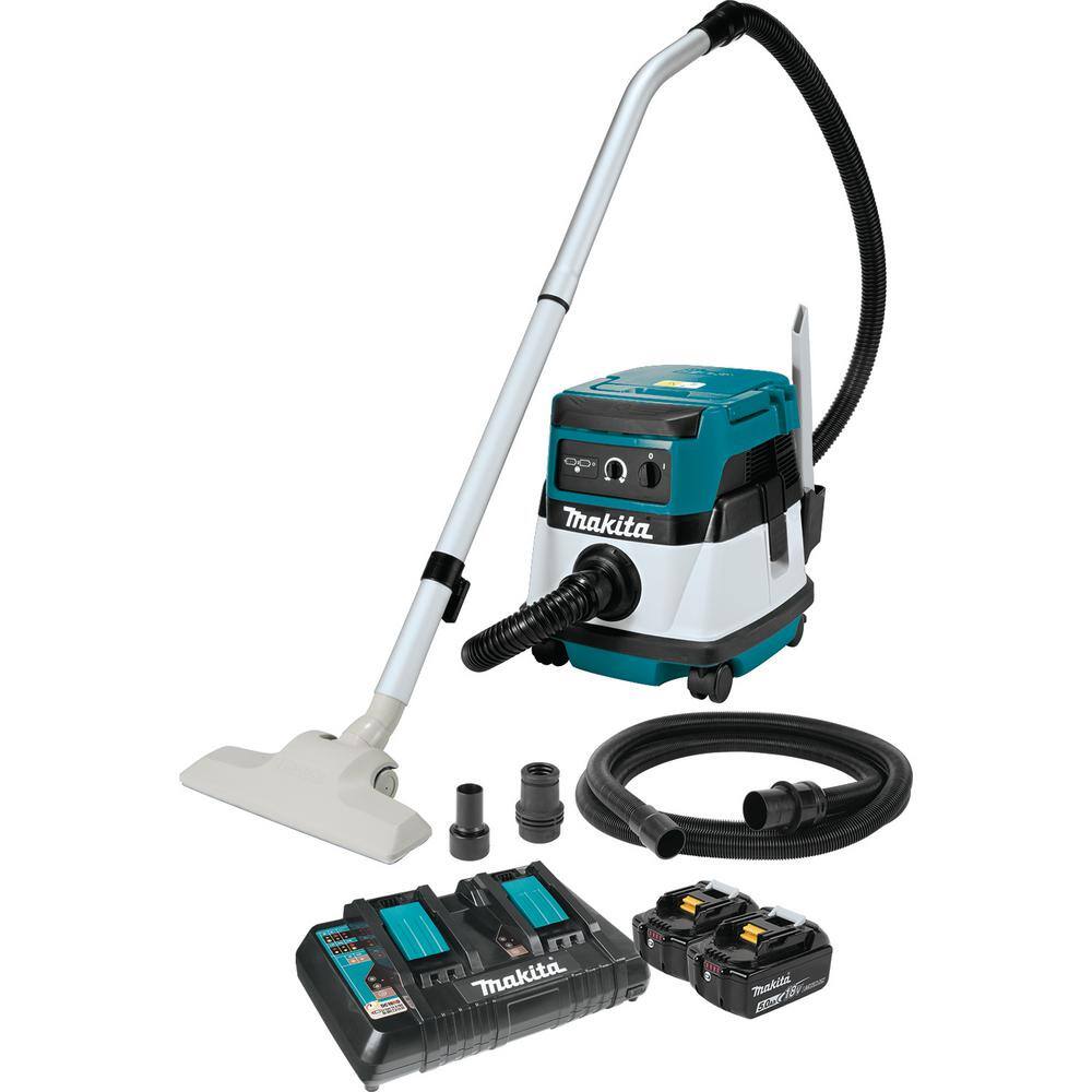 Makita 18V 5.0 Ah X2 LXT Lithium-Ion (36V) CordlessCorded 2.1 Gal. HEPA Filter Dry Dust ExtractorVacuum Kit XCV04PT