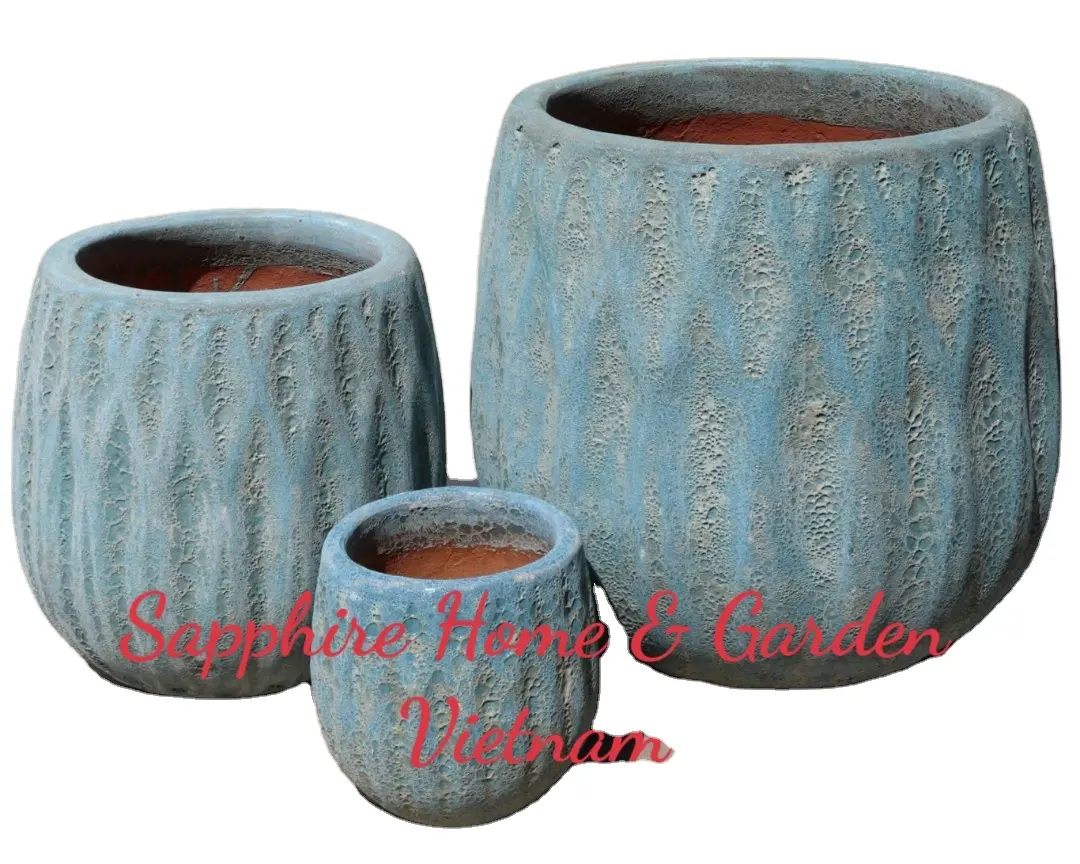 Big Flower Ceramic Pots garden supplies vases flower pots Atlantis Pottery and Glazed Blue Ceramic Planter pots for plant