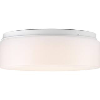 Progress Lighting 11 in. LED Drums 21-Watt White Integrated LED Flush Mount for Garage and Pantry P730005-030-30