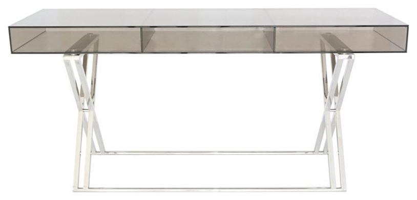 Cartia Side Table  8mm Smoked Glass Top  Polished Stainless Steel Frame   Contemporary   Coffee Tables   by Rustic Home Furniture Deco  Houzz