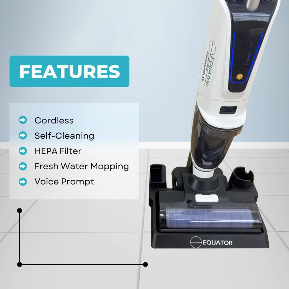 Equator Cordless SelfCleaning WetDry Vacuum Sweep Mop for Hard floors and Carpets with Voice Prompt