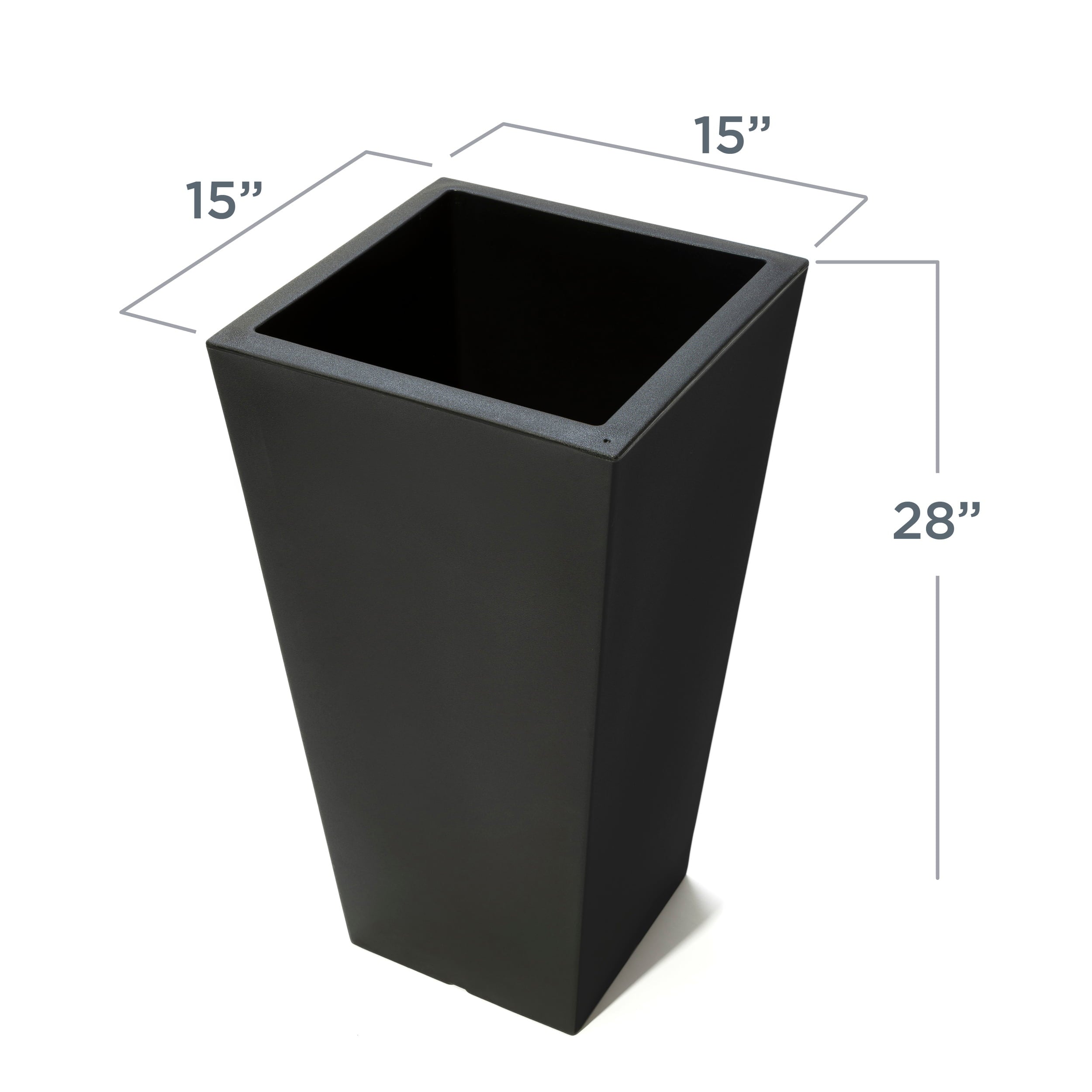 Step2 Tremont Plastic Black Square Planter 15