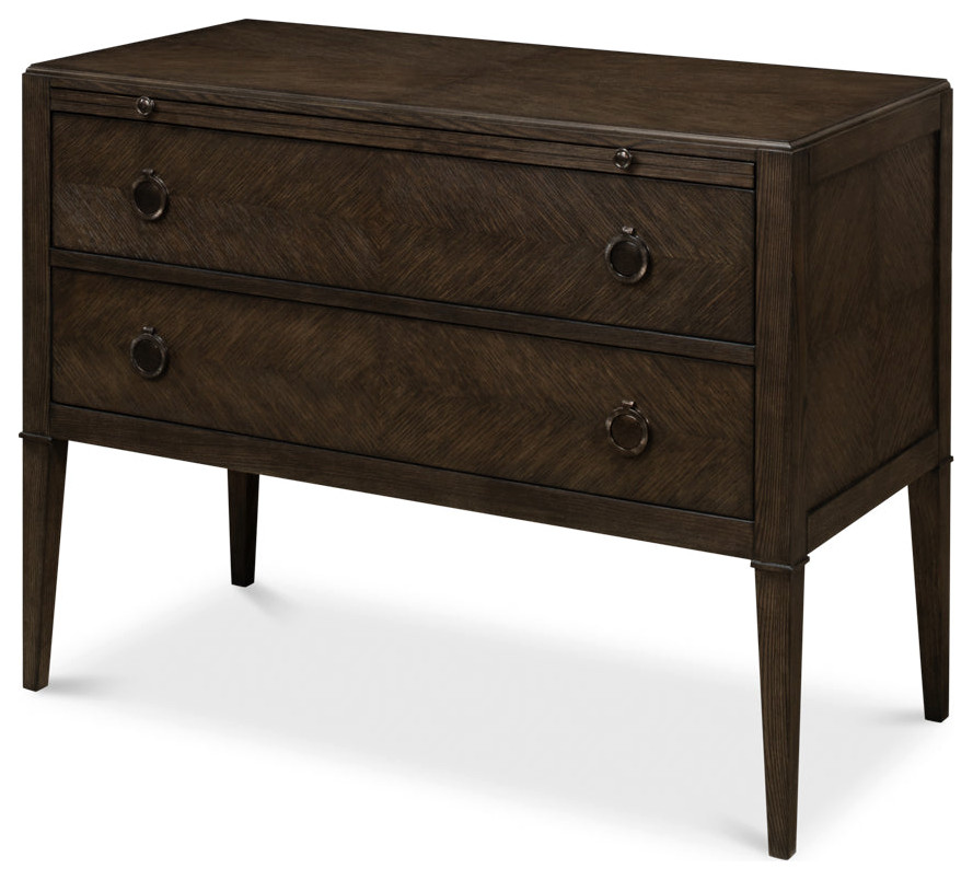 Ladlow Chest 2 Drawers Artisan Gray Finish   Transitional   Accent Chests And Cabinets   by Sideboards and Things  Houzz