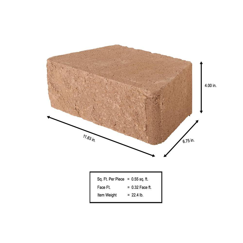 Pavestone RockWall Small 4 in. x 11.75 in. x 6.75 in. Terra Cotta Concrete Retaining Wall Block (144-Piece46.5 sq. ft.Pallet) 11012366