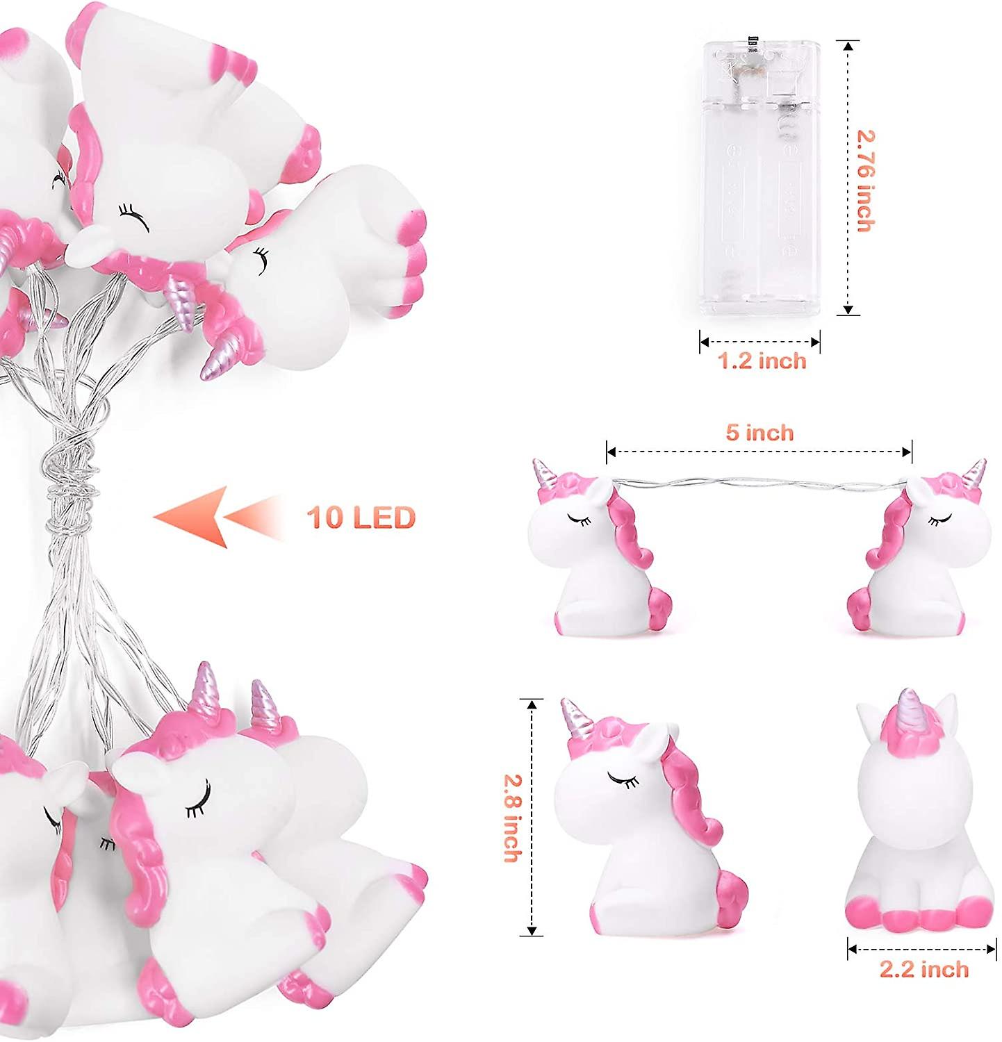 Children's Room Cute Animal Pink Unicorn Led String Lights For Holiday Lights Wall Window Tree Decorative Lights Party Yardand Garden Kids Bedroom Livin