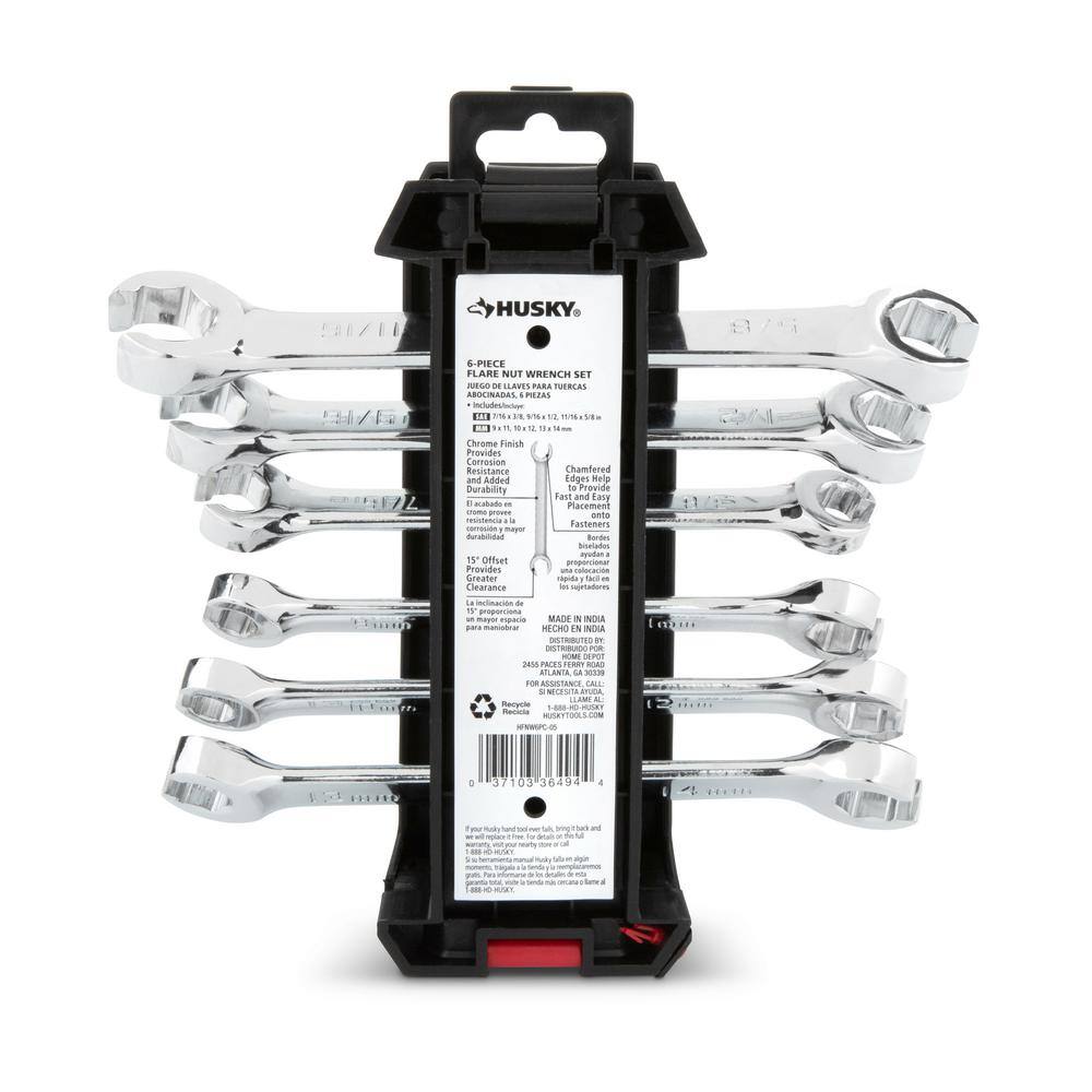 Husky SAE  MM Flare Nut Wrench Set (6-Piece) HFNW6PC-05