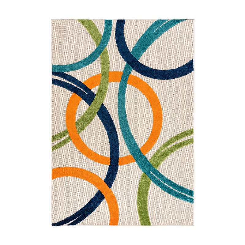 World Rug Gallery Contemporary Circles Indoor Outdoor Rug