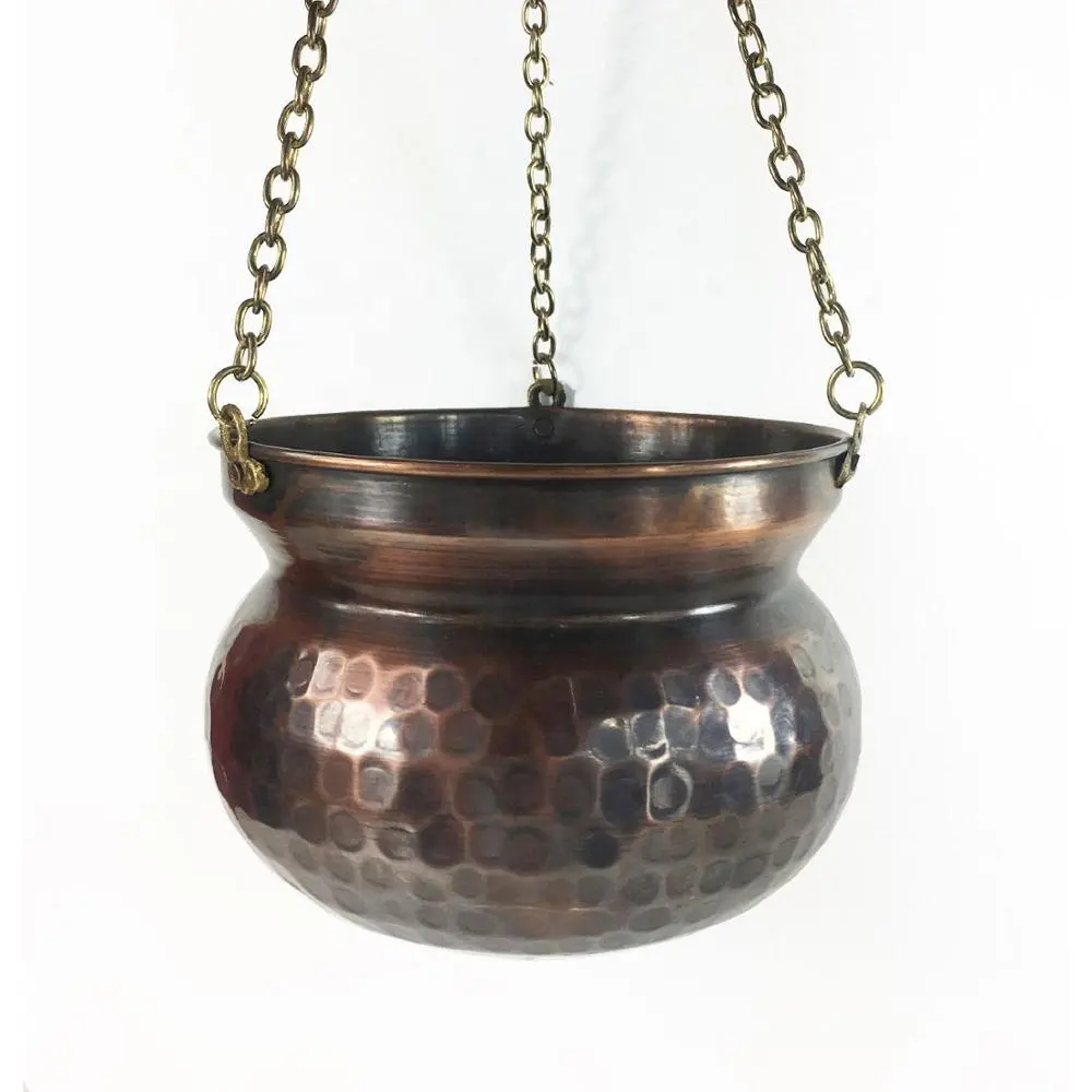 Handmade Hand Hammered Antique Look Flower Pot With Copper Hanging 11cm 15cm 17cm 20cm