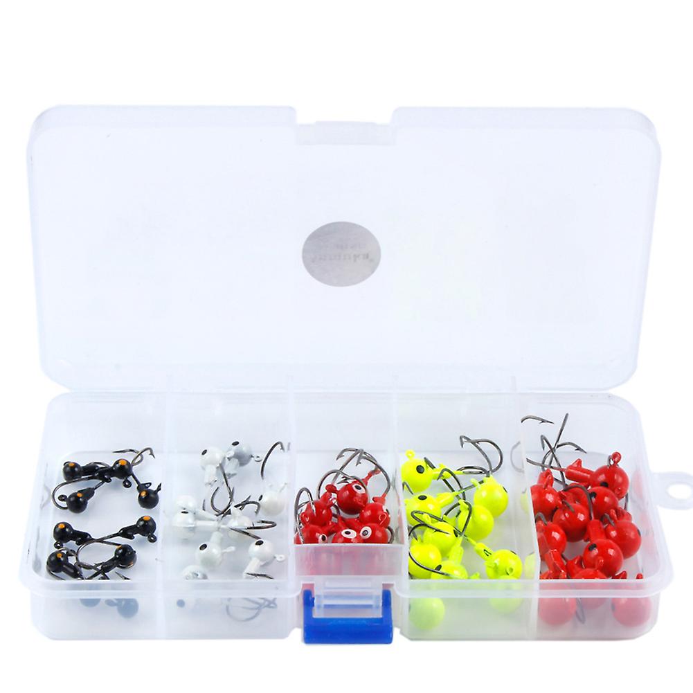 50pcs Fish Lure Hook Set With Barbed Fishing Tack 2g 3.5g 5g 7g 10g Bright Color