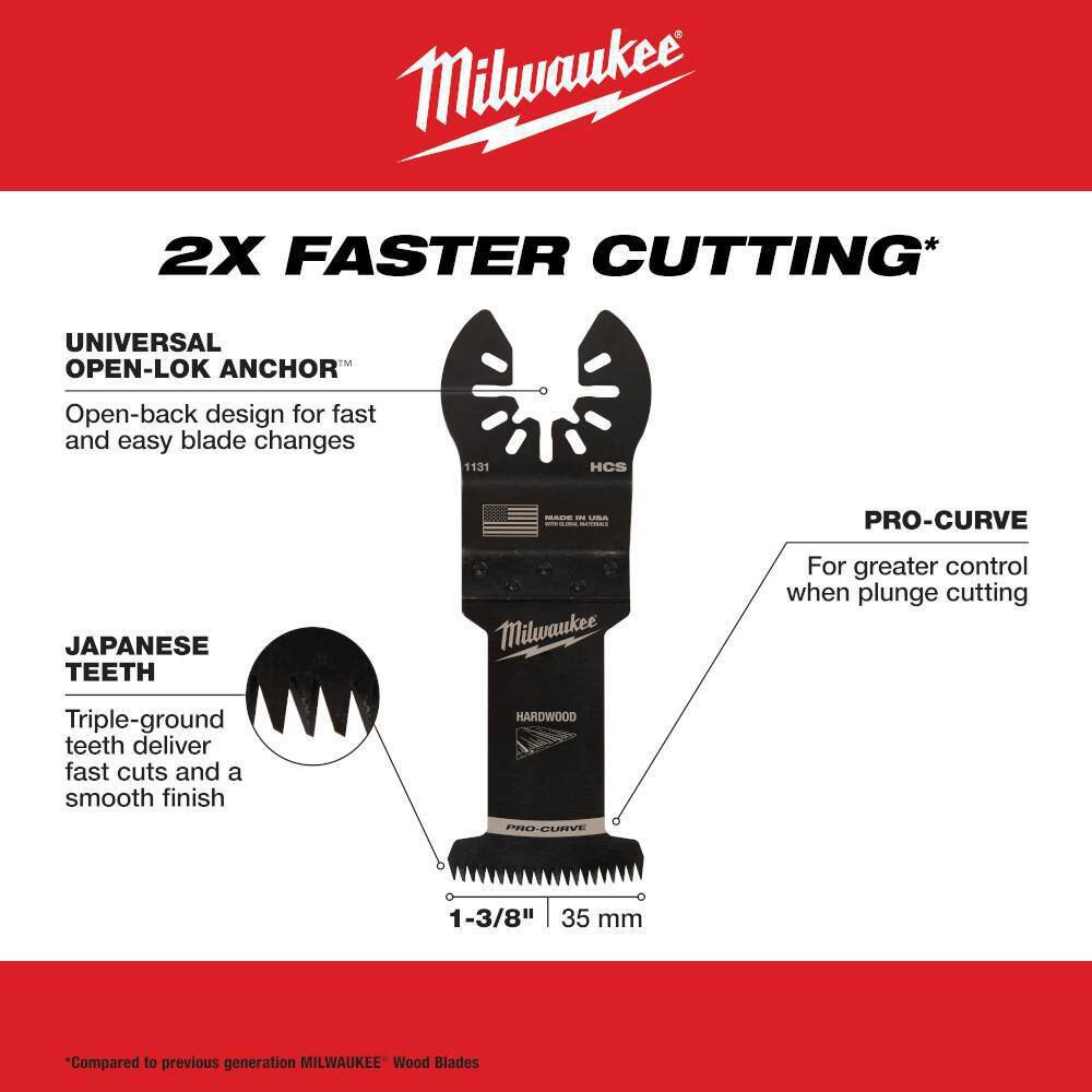 MW 1-38 in. High Carbon Steel Universal Fit Japanese Teeth Hardwood Cutting Multi-Tool Oscillating Blade (10-Pack) 49-25-1130