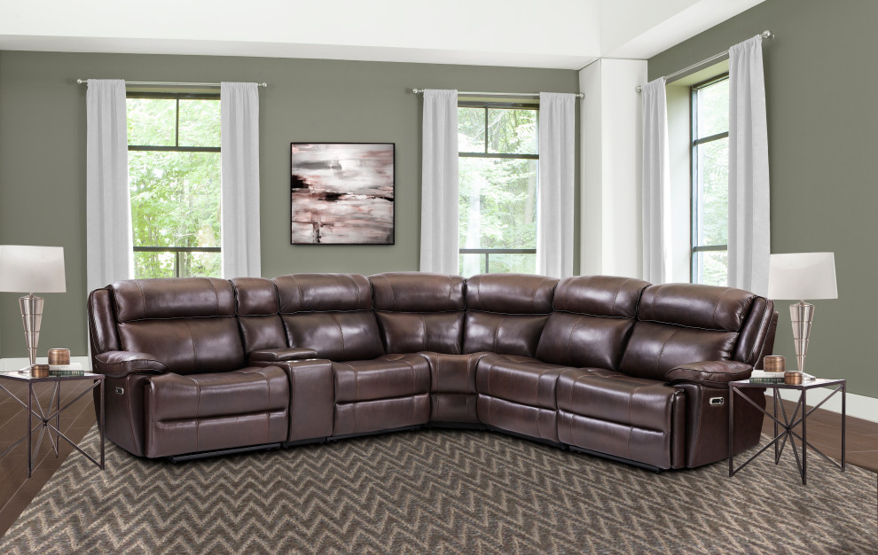 6 Piece Modular Power Reclining Sectional With Power Adjustable Headrests   Transitional   Sectional Sofas   by Parker House  Houzz