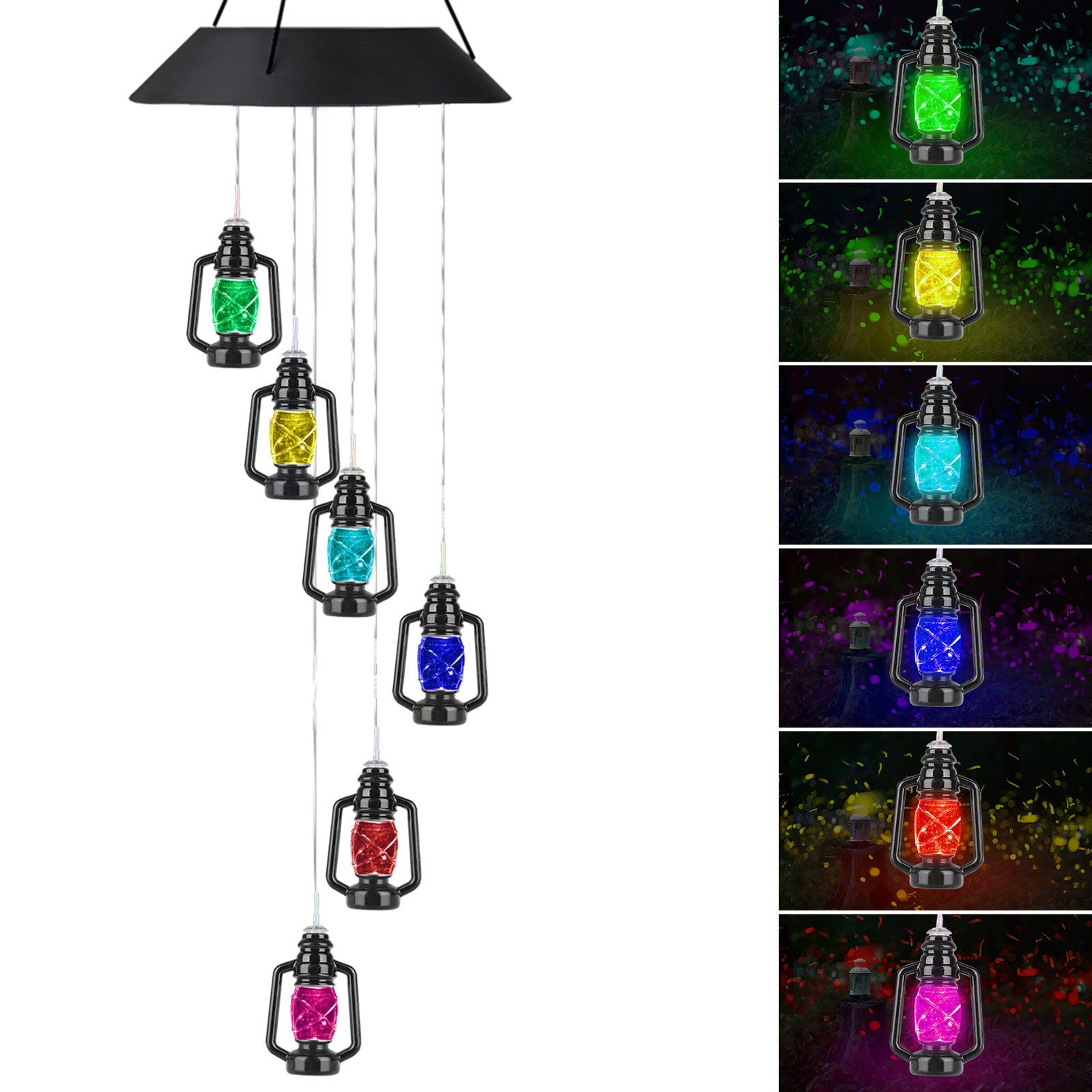 Wind Chimes Outdoor， TSV Garden Solar Mobile Color-Changing LED Light， Waterproof Automatic Spiral Wind Chimes， Portable Lanterns Wind Bell for Patio Deck Home， Gifts on Mother's Day Birthday